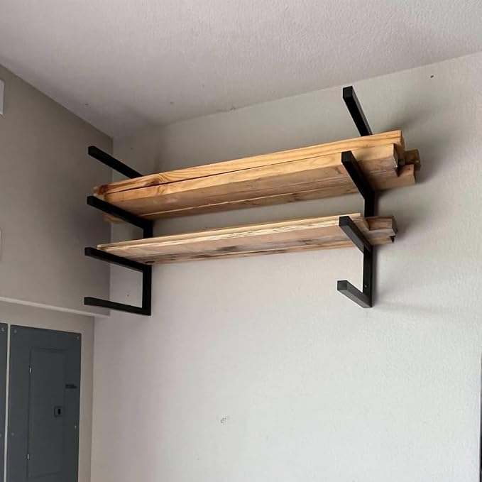 Lumber Storage Rack Metal Shelf Brackets, Sturdy Multipurpose Racking - Image 5