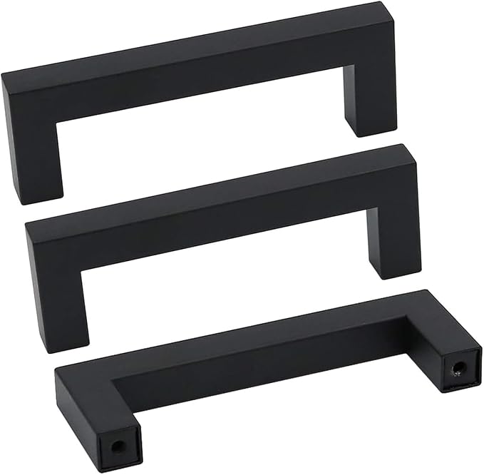 goldenwarm 3 Inch 150 Pack Matte Black Flat Square Bar Kitchen Hardware Closet - Image 9