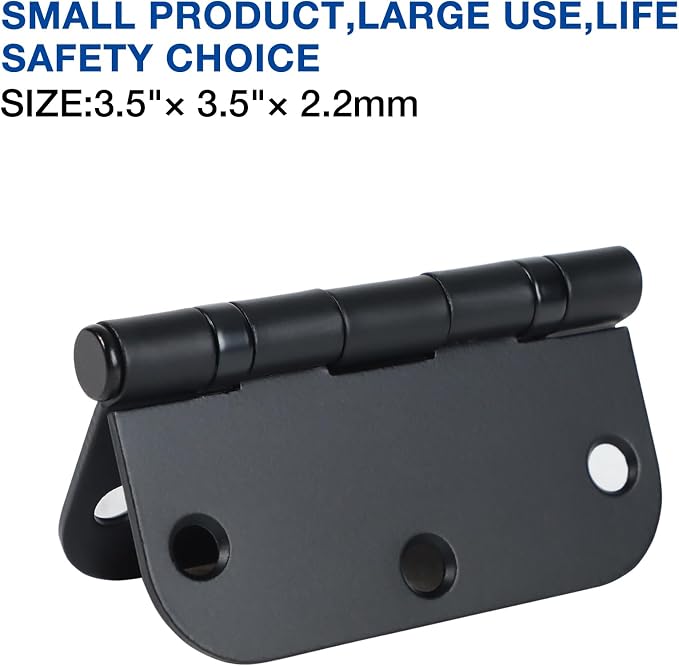 30 Pack Ball Bearing Matte Black Door Hinges 3.5 Inch 5/8" Radius Round Squeak - Image 6