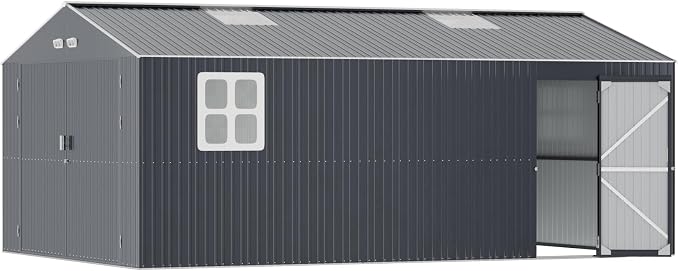 Metal Garage Shed 13x20x8.5', Large Outdoor Storage Building, - Image 8