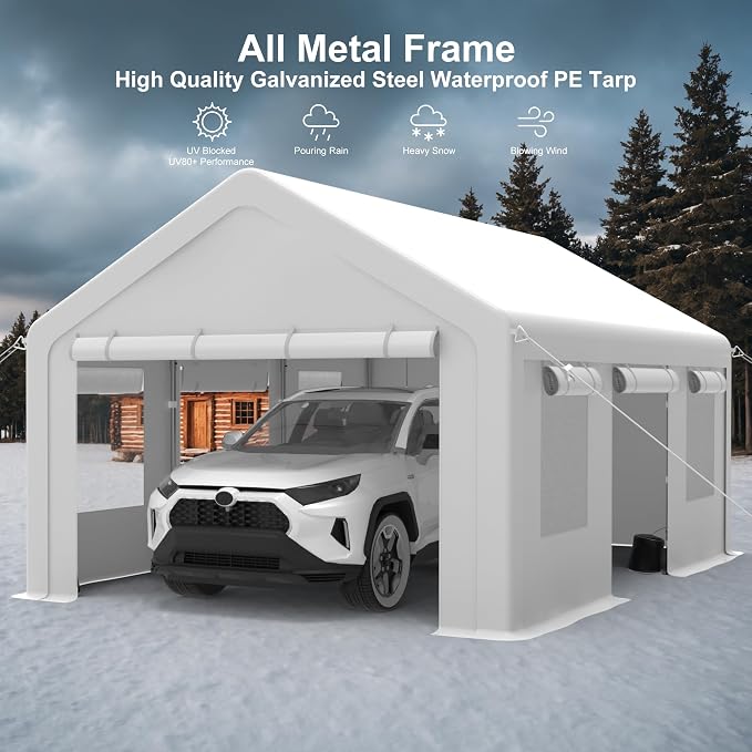 13x20ft Carport Heavy Duty, Portable Garage - Image 7