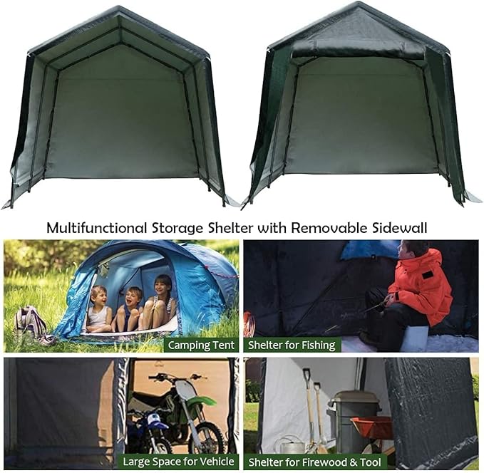 ERGOMASTER 6 Ft x 8 Ft Outdoor Carport Storage Shelter Metal Frame and - Image 8