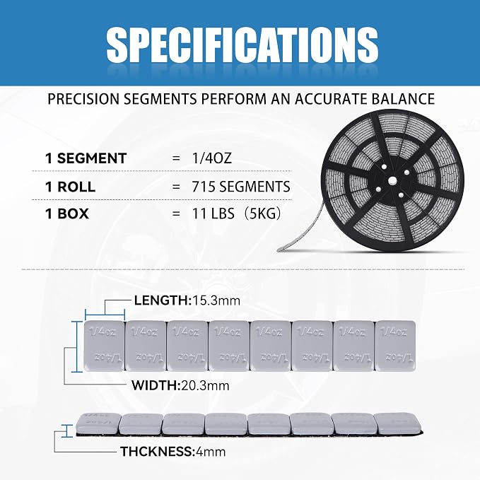 0.25 Oz Gray Adhesive Wheel Weights(715pcs, 11lbs/5kg), 1/4 Oz Stick on Wheel - Image 7