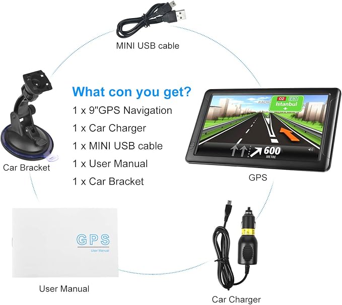 GPS Navigation for Car (9 Inch) Slimline Touch Screen Real Voice Direction ,USA - Image 7