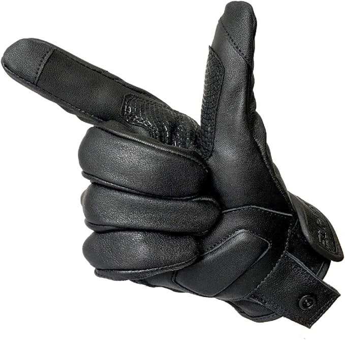 Updated Full Finger Leather Motorcycle Gloves Phone Touch Goat Skin Black - Image 6