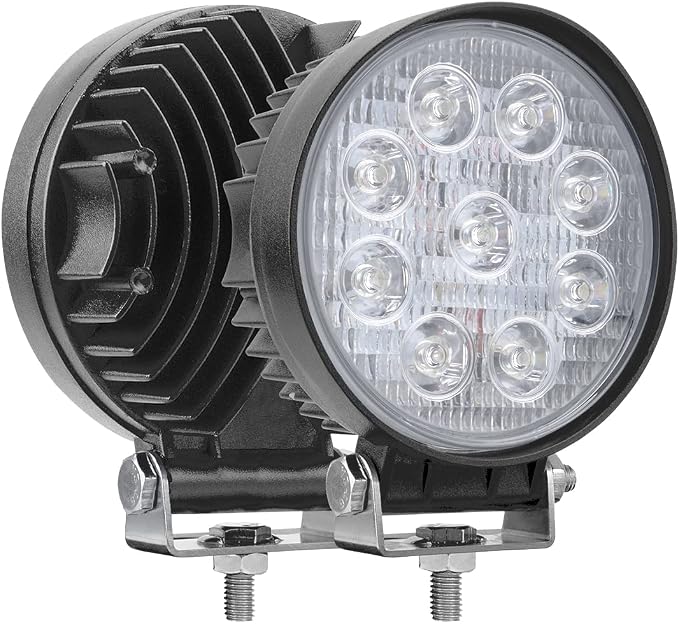 27W Spot Amber Yellow Round Work LED Light Fog Offroad Off Road Lights Driving - Image 9