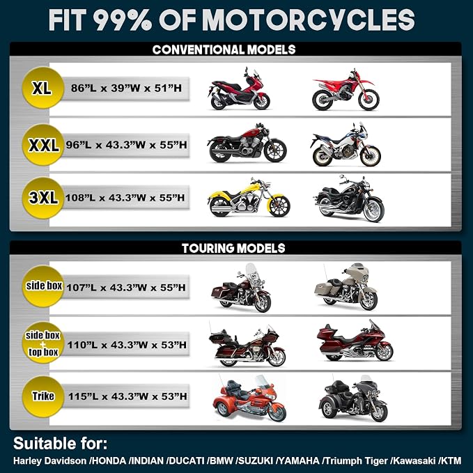 Rosefray Trike Cover, Motorcycle Cover Heavy Duty 600D Waterproof forTrike - Image 7