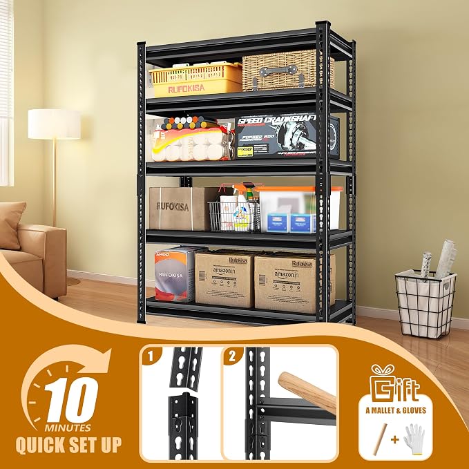 40" W Garage Shelving Heavy Duty,2000LBS Loads Adjustable Garage Storage Shelves - Image 6