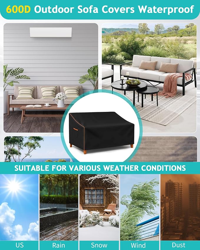 Outdoor Sofa Cover, Waterproof Patio Furniture Cover 90W x 42D x 33H inches - Image 7