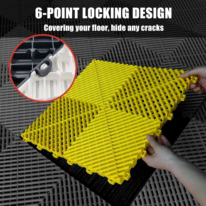 25PCS|15.7"x15.7" Garage Flooring Tiles, Non-Slip Interlocking Plastic Garage - Image 9