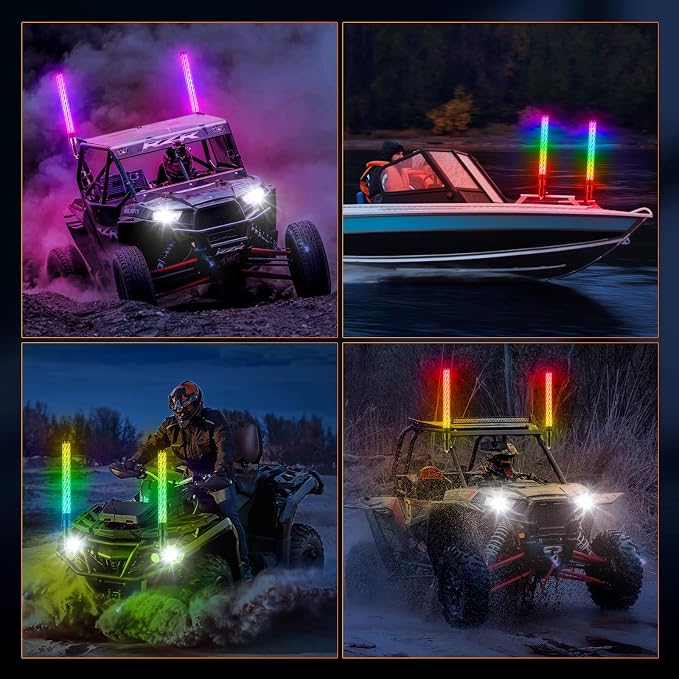 2PCS 3FT Fat Whip Lights for UTV ATV - Image 7