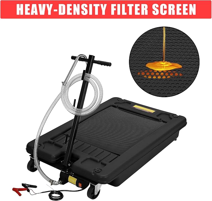 17 Gal Electric Oil Drain Pan, Low Profile Mobile Oil Changing Pan - Image 8