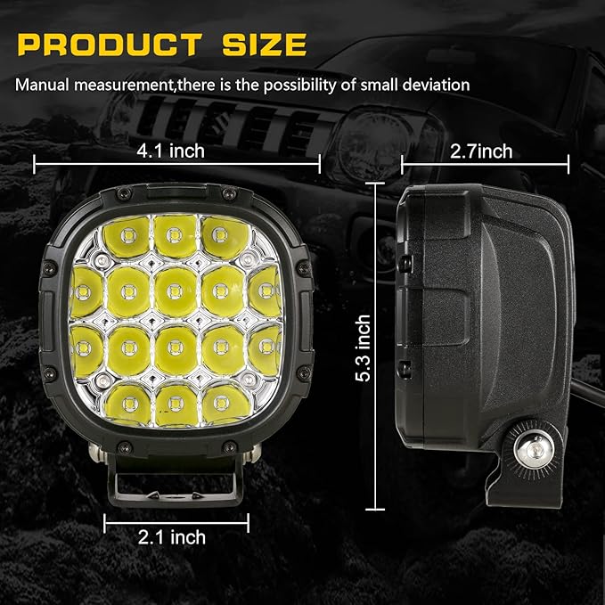 BIGLION.X 4 Inch Round Led Offroad Lights Pair 160W 18800LM Driving Spot Light - Image 7