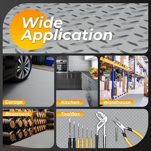7.8 x 20 FT Garage Floor Mat, 2.8mm Thickness Diamond Plate Vinyl Garage - Image 8