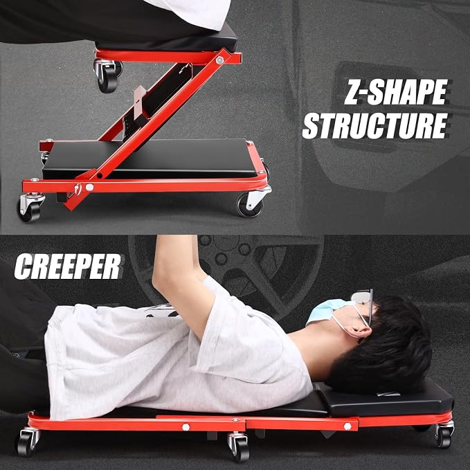 DNA MOTORING TOOLS-00184 36 Inches 2 IN 1 Rolling Folding Car Creeper/Seat - Image 7