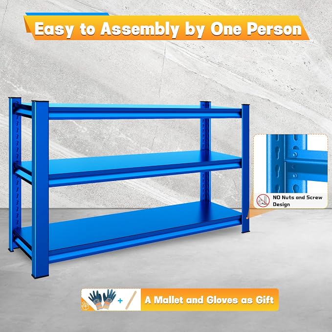 3-Tier Garage Shelving Heavy Duty,48" W Metal Shelving Unit - Image 6