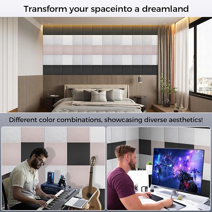 10 pcs 165dtex Microfiber Acoustic Panels ,Self-Adhesive Soundproof Wall Panels - Image 6