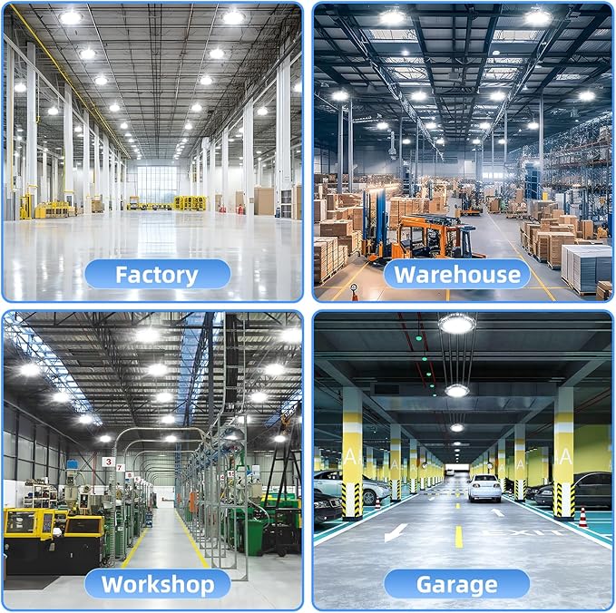 6 Pack 500W LED High Bay Light 72, 500LM DLC ETL Listed Industrial Grade UFO - Image 9