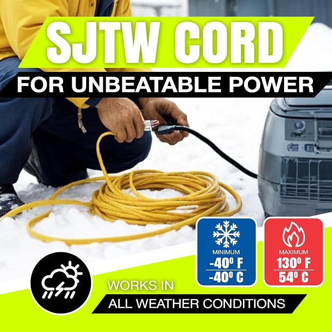 75ft Outdoor/Indoor Extension Cord 14/3 Gauge Heavy Duty 3 Prong SJTW, - Image 8