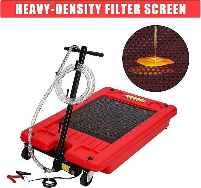 17 Gal Electric Oil Drain Pan, Low Profile Mobile Oil Changing Pan - Image 8