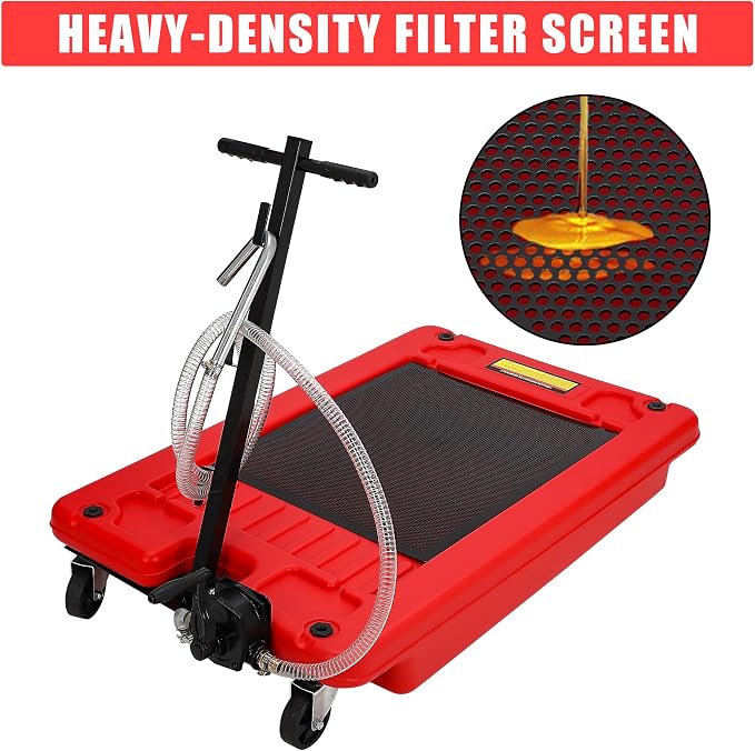 17 Gal Low Profile Oil Drain Pan, Heavy Duty Mobile Oil Changing Pan - Image 8