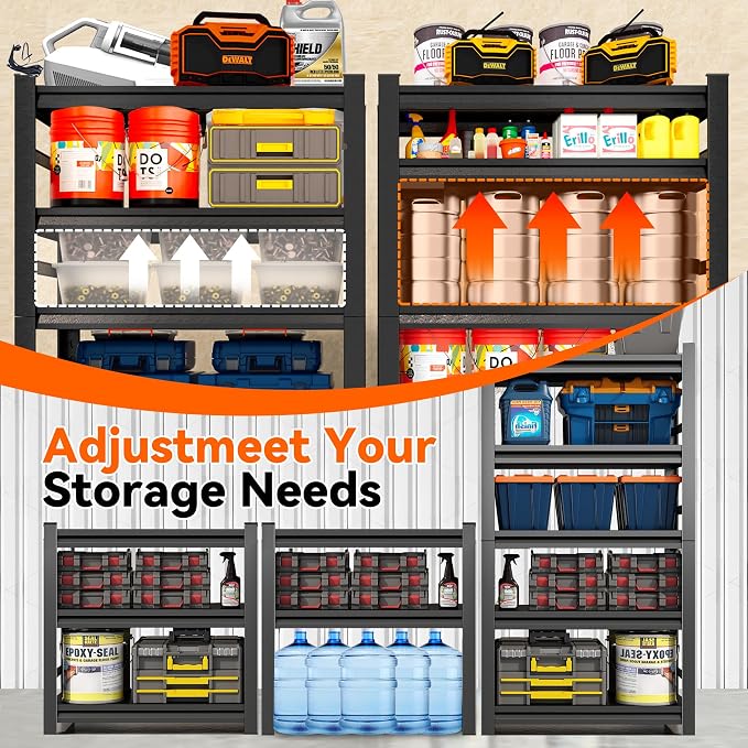 Garage Shelving, Adjustable 5-Tier Storage Shelves, Double-Thickened Columns - Image 8
