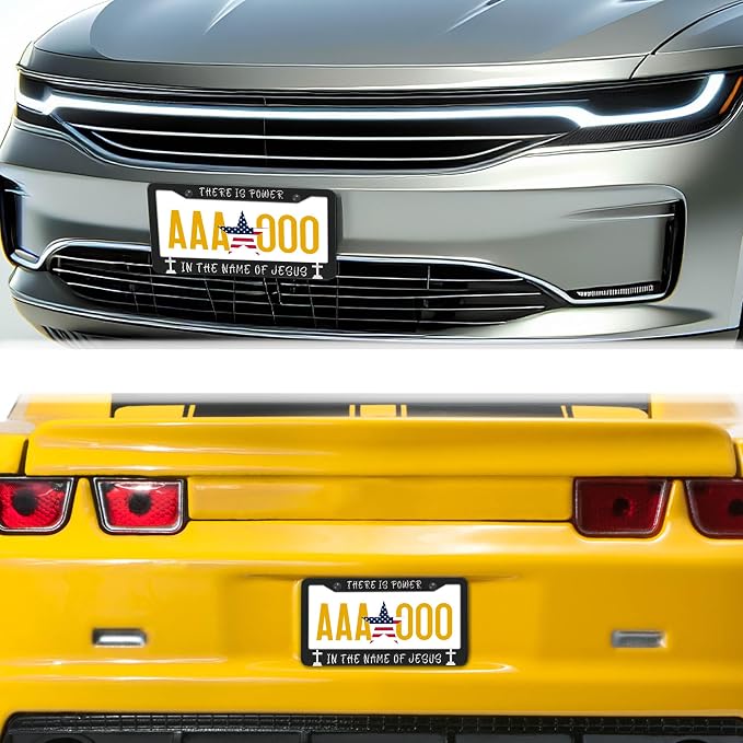 License Plate Frames Black and White License Plate Holder There is Power in The - Image 8