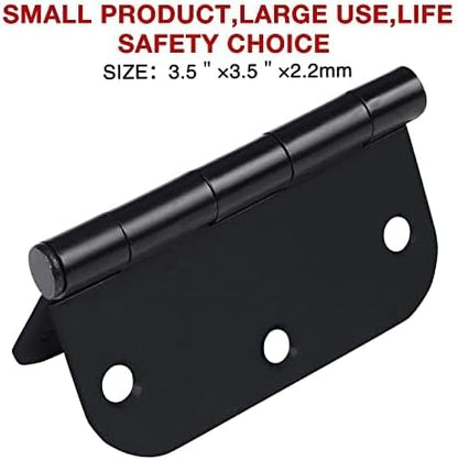Matte Black Door Hinges 3.5 Inch Rounded 12 Pack Interior 3 1/2" Flat Iron - Image 5