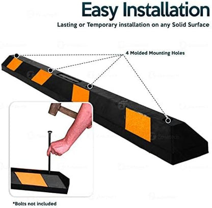 ZONETECH Large Heavy Duty Rubber Parking Curb – 72” Premium Quality Auto Garage - Image 5