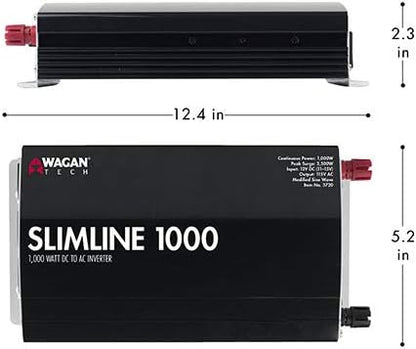 Wagan EL3720 1000W Slimline Plus AC to DC Power Inverter 1000 Watt TrueRated - Image 3