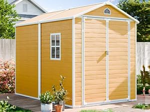 8x6 FT Resin Storage Shed, Waterproof Outdoor Shed w/Floor Included, 2 Windows by SELLERWE