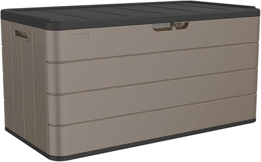 Premium Pro Edition 100 Gallon Lockable Resin Deck Box, Waterproof & by Home