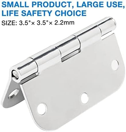 12 Pack Rounded Door Hinges 3.5 inch X 3-1/2" 5/8 Radius, Polished Chrome 3 ½ - Image 3