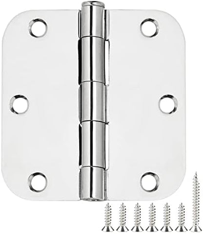 12 Pack Rounded Door Hinges 3.5 inch X 3-1/2" 5/8 Radius, Polished Chrome 3 ½ by TDCHINGES