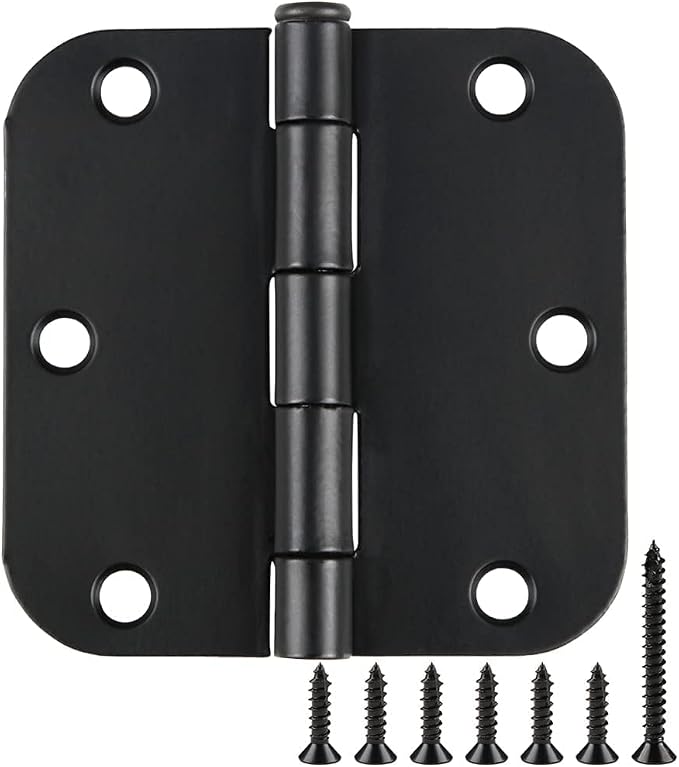 TDCHINGES 30 Pack Rounded Matte Black Door Hinges 3.5 Inch 5/8" Radius Interior by TDCHINGES