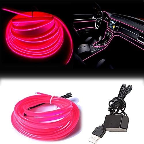 El Wire Pink Interior Car LED Strip Lights, 10M Neon Wire USB 5V by Maxlaxer