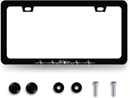 Mountain License Plate Frame Mountains Heartbeat License Plate Holder Colorful by MUAWUOIK