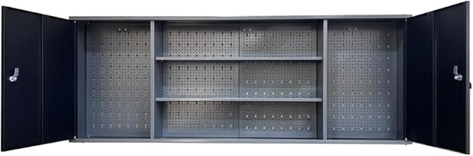 JZD Metal Storage Organization System, Wall Mount Tool Cabinets, Wood Tabletop - Image 4
