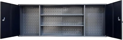 JZD Metal Storage Organization System, Wall Mount Tool Cabinet, Wood Tabletop - Image 4