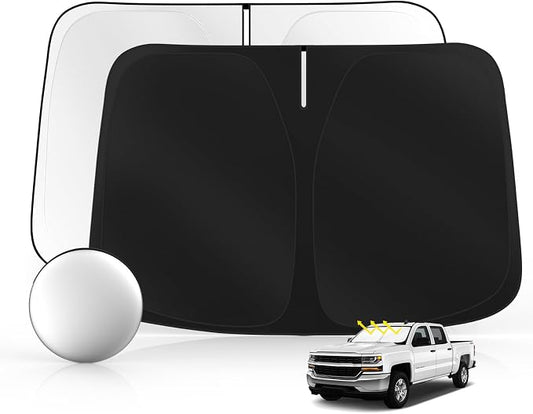 Windshield Sun Shade for Ch-evro-let Silverado 1500 2014-2018 Foldable Sunshade by SULAGIWINDSHIELDSUNSHADE
