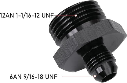 6AN Male Flare to 12AN ORB O-ring Boss Fuel Pump Rail Adapter Fitting Aluminum - Image 2