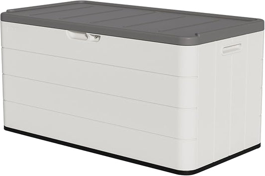 Premium Pro Edition 100 Gallon Lockable Resin Deck Box, Waterproof & by Home