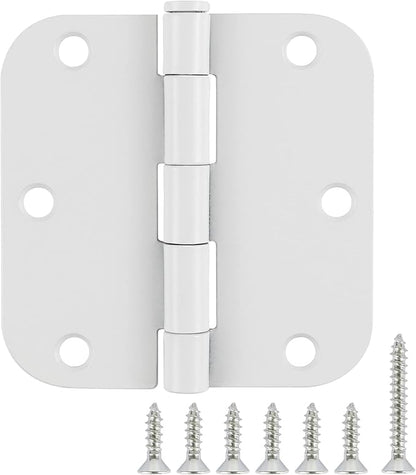 6 Pack 3.5 Inch Door Hinges White Matte Rounded 3 1/2 Inch Noise Free Iron by TDCHINGES
