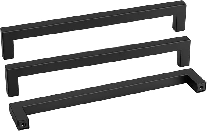 goldenwarm 150 Pack Black Square Bar Cabinet Pull Drawer Handle Stainless Steel by goldenwarm