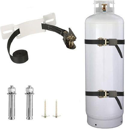 Propane Tank Holder ，Cylinder Wall Mounted Brackets, Ratchet Straps（6.6ft ） by MROUDELUO
