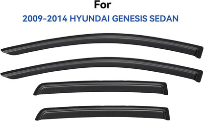 Window Visors Rain Guards for 2009-2014 Hyundai Genesis Sedan, Out-Channel - Image 2