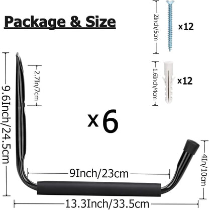Heavy Duty 13 Inches Jumbo Arm Indoor Outdoor Storage Wall Hooks, Garage and - Image 2