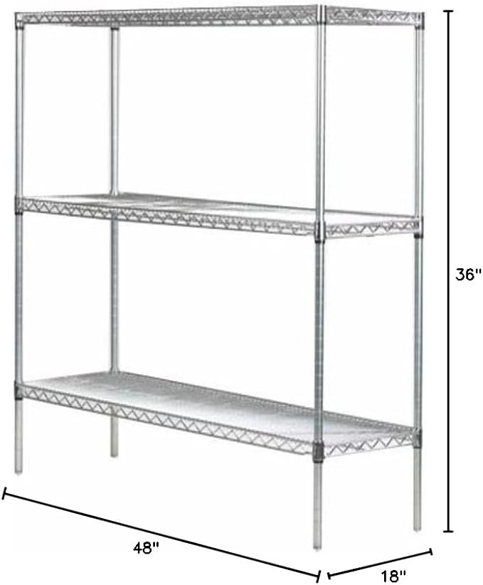Omega 18" Deep x 48" Wide x 36" High 3 Tier Gray Starter Shelving Unit - Image 3
