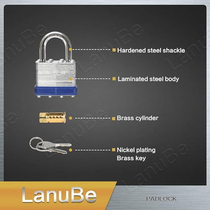 LanuBe Lock Laminated keyed Padlock, keyed Alike Locks, Normal Shackle - Image 3