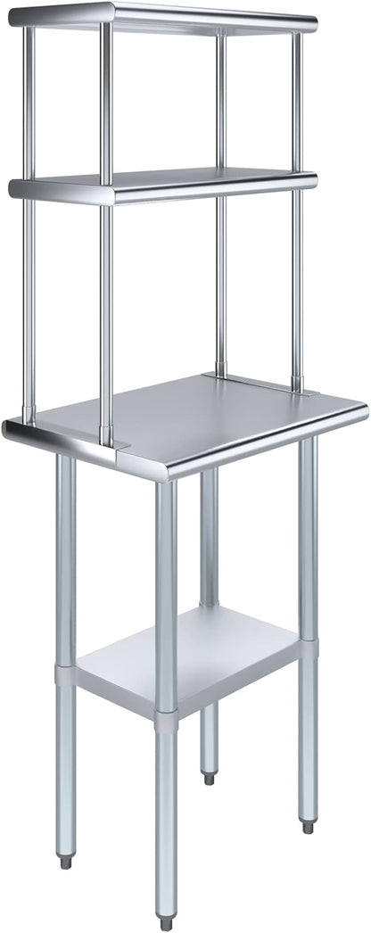 AmGood Stainless Steel Work Table Double Tier Overshelf | by AmGood